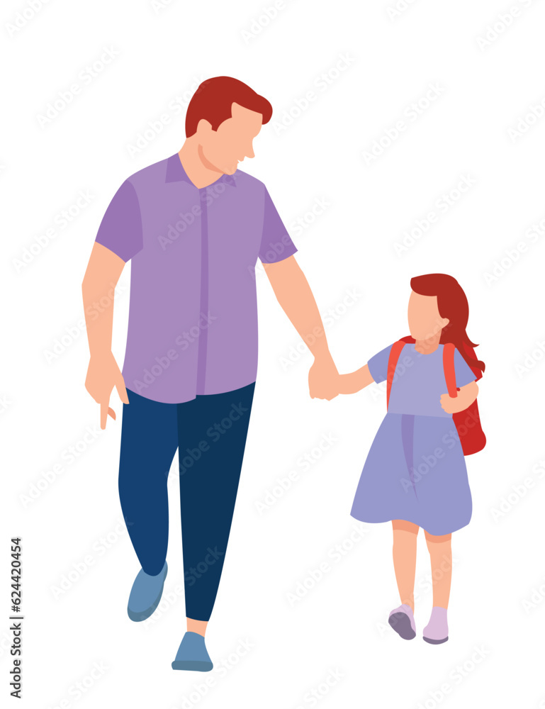 Cartoon happy family father holding Cartoon happy family father holding