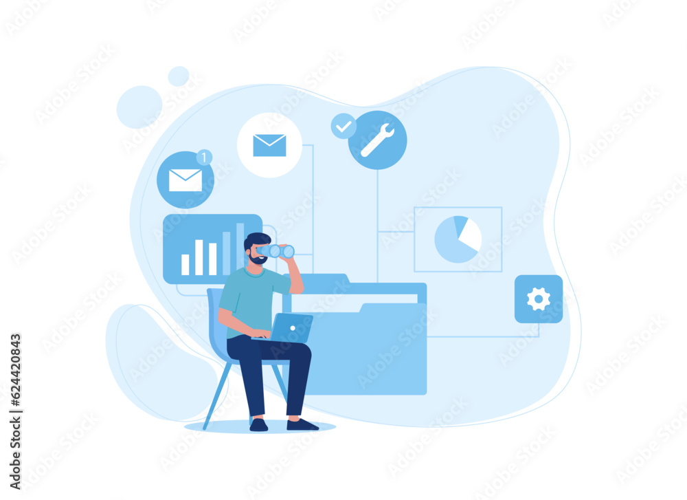 Data flowcharts concept flat illustration Data flowcharts concept flat illustration