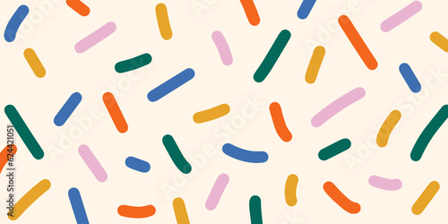 Funky abstract background with colorful confetti or sugar sprinkles. Playful festive backdrop. Pop art style textures. Vector design layout for banner presentations, flyers, posters, branding