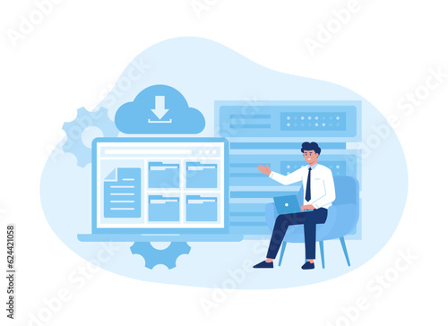Data entry tool concept flat illustration