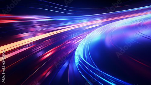 futuristic fast speed motion on a dark background with some smooth lines. cyber punk style. By Generative AI.