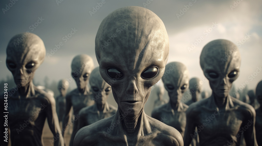 aliens with intense gazes and mysterious features, AI generated aliens with intense gazes and mysterious features, AI generated