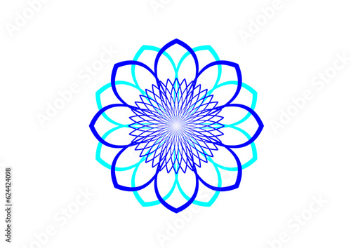 blaue rosette in form einer sternförmigen blüte mit leicht spitz auslaufenden blütenblättern
