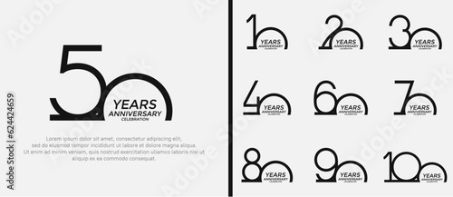 set of anniversary logo black color on white background for celebration moment