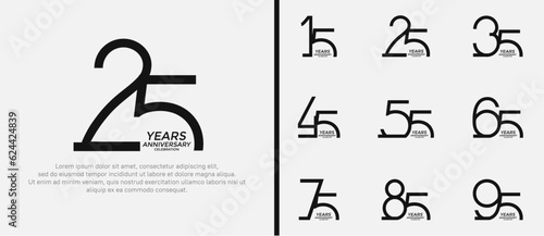 set of anniversary logo black color on white background for celebration moment