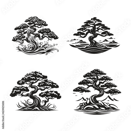 Bonsai logo design Vector Illustration