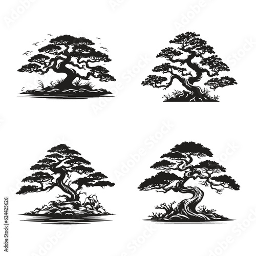 Bonsai logo design Vector Illustration