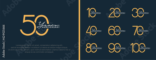 set of anniversary logo brown color on black background for celebration moment