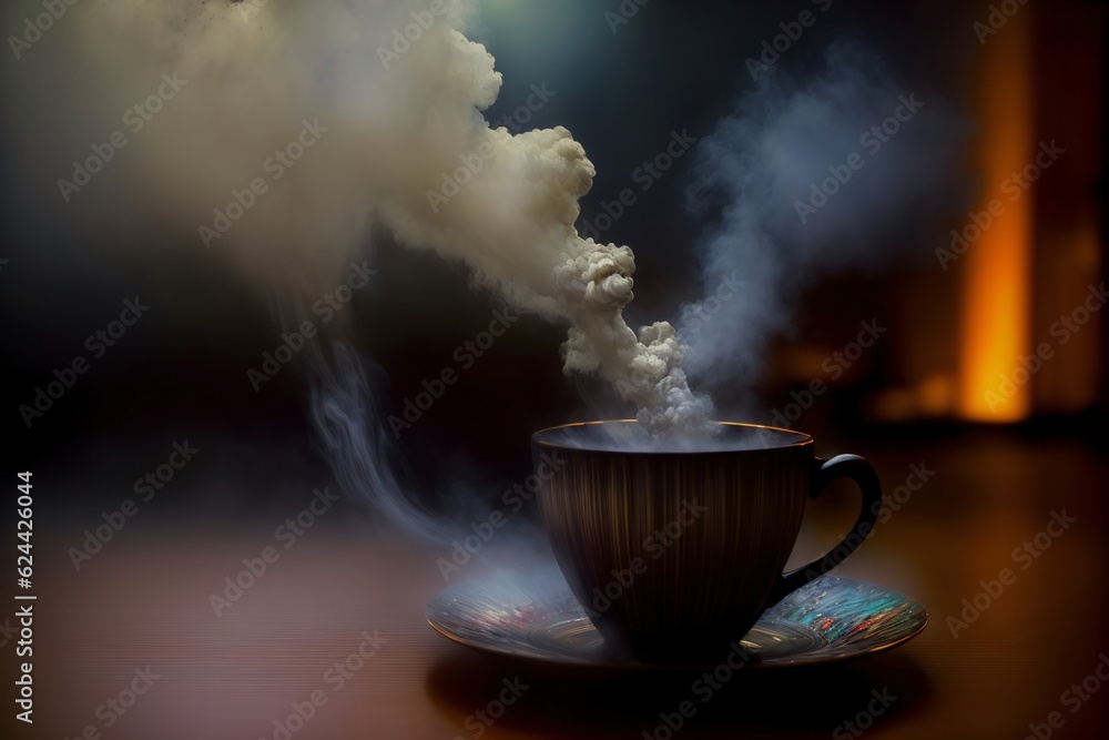 A Steaming Cup Of Coffee On A Saucer