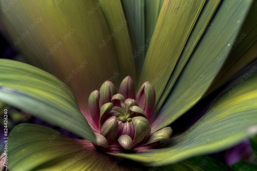 Obraz premium A Close Up Of A Green And Purple Flower
