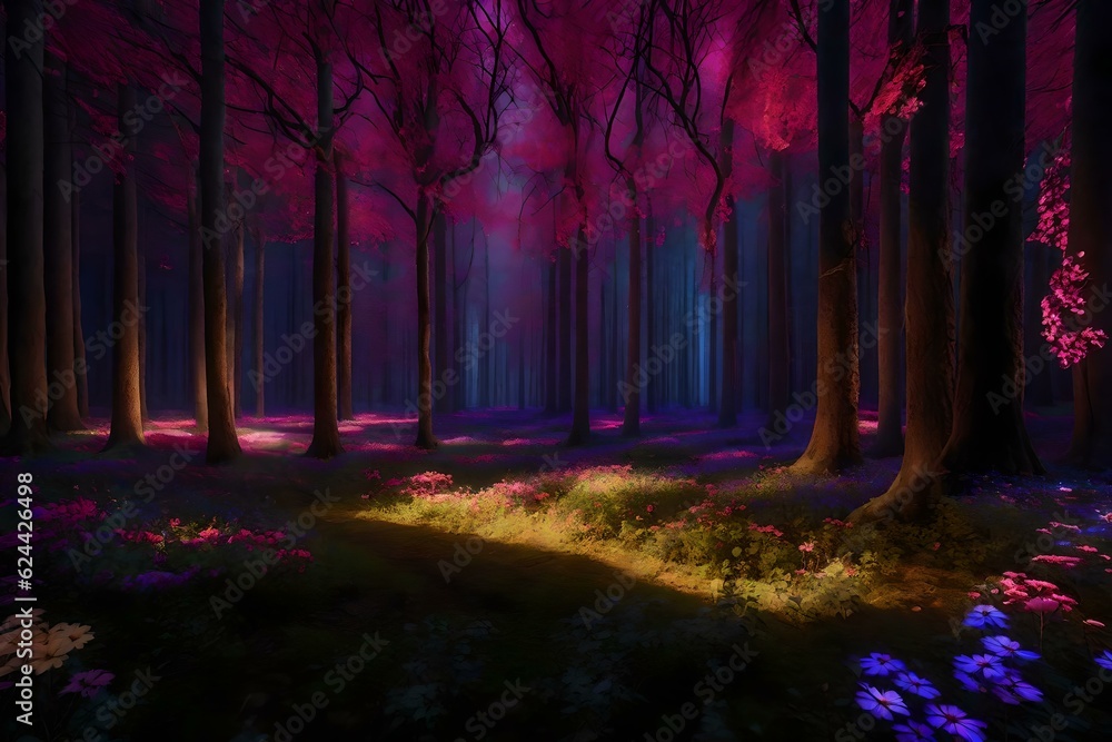 autumn forest in the morning eye relaxing view AI GENERATED 