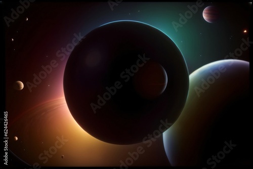 An Artist'S Rendering Of A Solar System With Planets In The Background