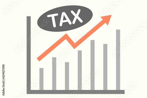 TAXの文字と増加のグラフ　増税