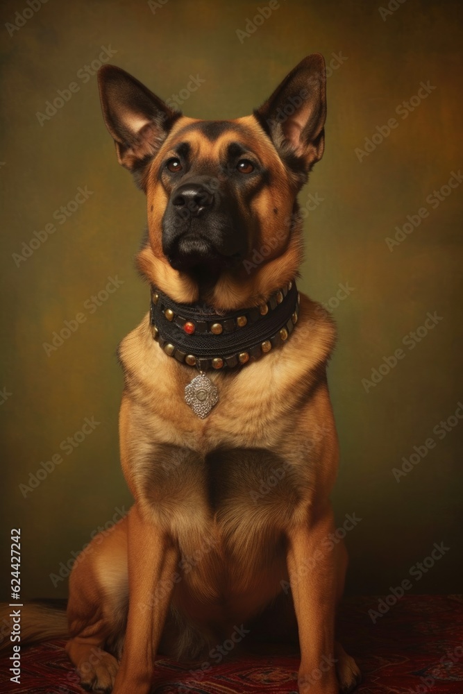 Obraz premium family pet wearing a collar with familys name, created with generative ai