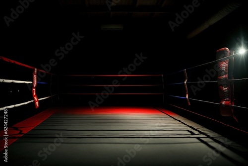 A Boxing Ring In The Dark With The Lights On
