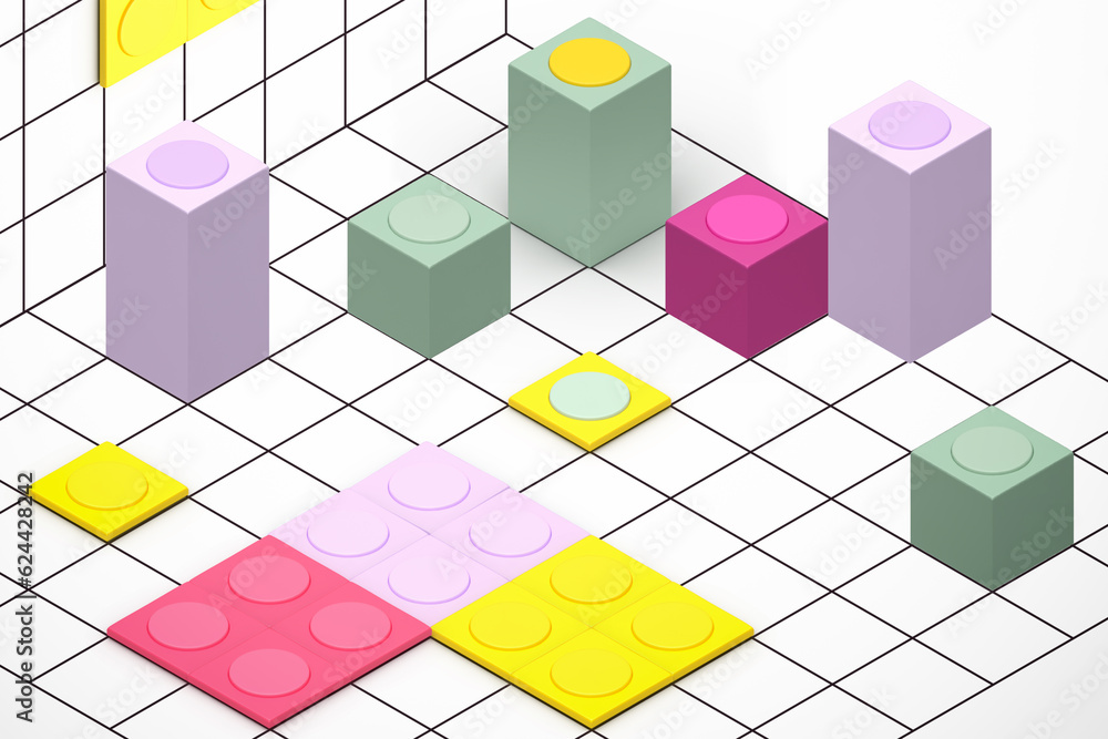 Abstract geometric background with 3d cubes. Modern abstract business template with 3d cube on white background. Learn the profession of a game developer Abstract geometric background with 3d cubes. Modern abstract business template with 3d cube on white background. Learn the profession of a game developer