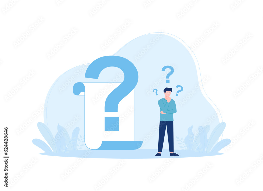 Blank paper with question mark concept flat illustration Blank paper with question mark concept flat illustration
