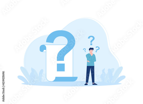 Blank paper with question mark concept flat illustration