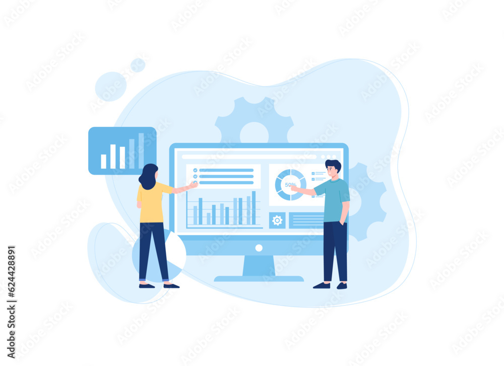 Fototapeta premium Observing infographic data concept flat illustration