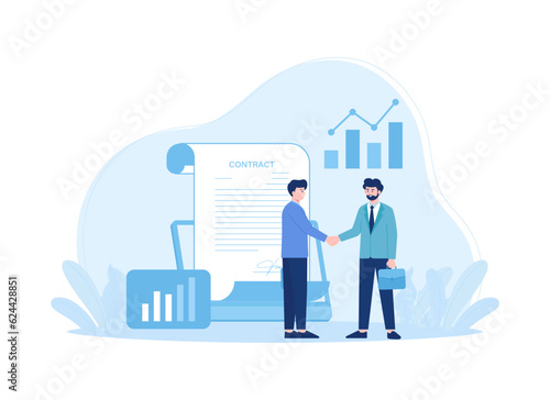 Business contract concept flat illustration