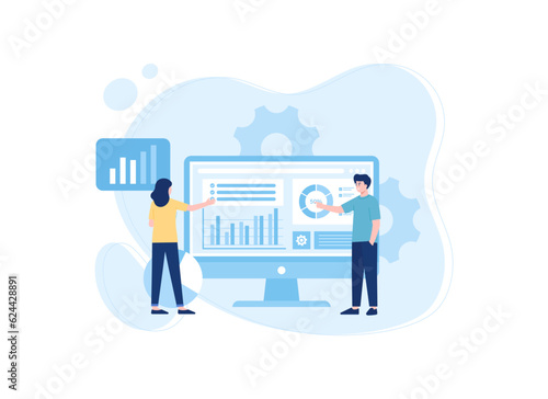 Observing infographic data concept flat illustration