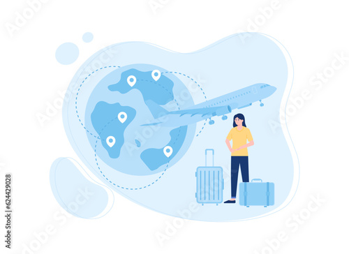 Airplane travel concept flat illustration