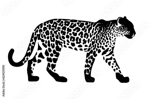 Jaguar silhouette isolated on white background. Vector illustration