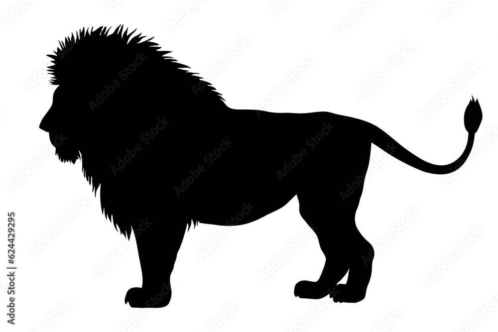 Lion silhouette isolated on white background. Vector illustration