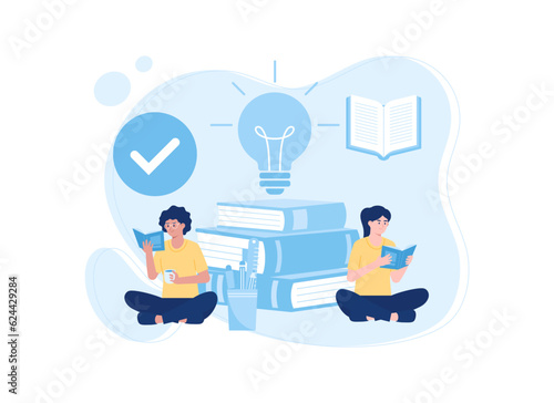 Studying together concept flat illustration