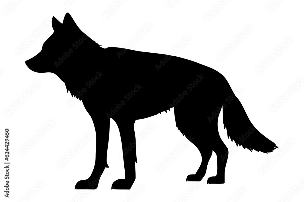 Wolf silhouette isolated on white background. Vector illustration