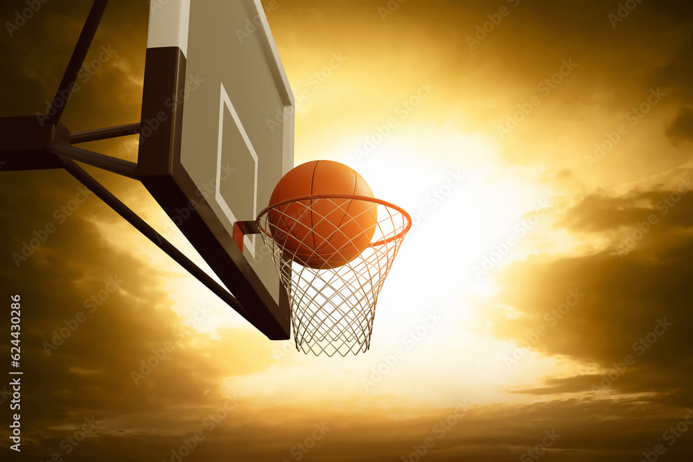 Basketball ball on 3d illustration