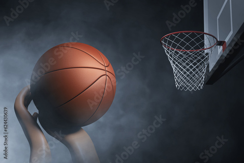 Basketball player on dark background 3d illustration © fotokitas