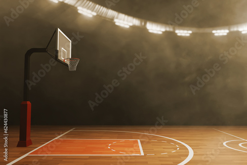 Empty basketball court on 3d illustration © fotokitas