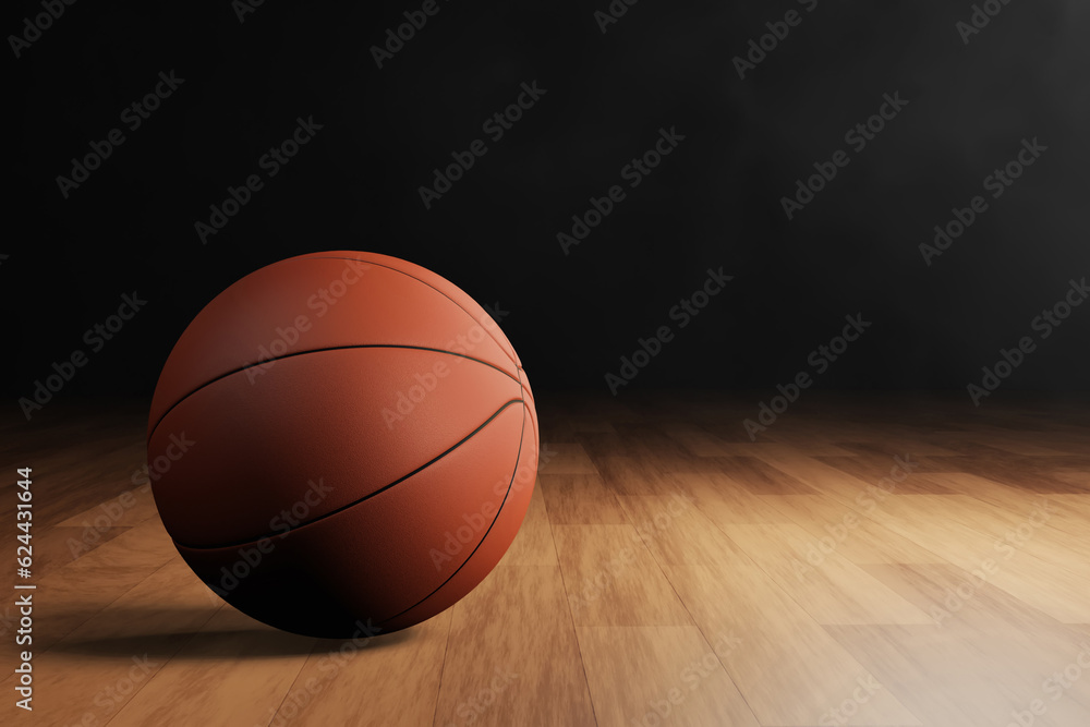 Basketball on empty dark background 3d illustration Basketball on empty dark background 3d illustration