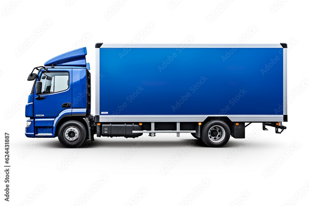 delivery truck side view cargo truck advertising on white background | Generative AI