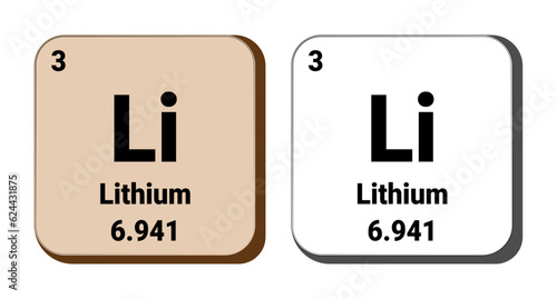 Lithium element vector icon, periodic table element. Vector illustration EPS 10 File. Isolated on white background.