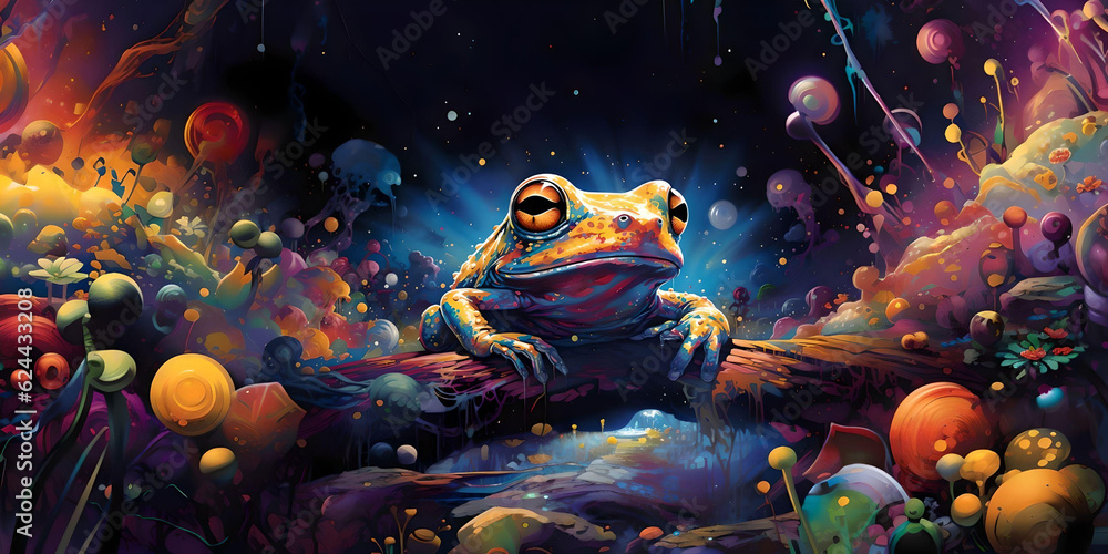 Colourful frog - obrazy, fototapety, plakaty 