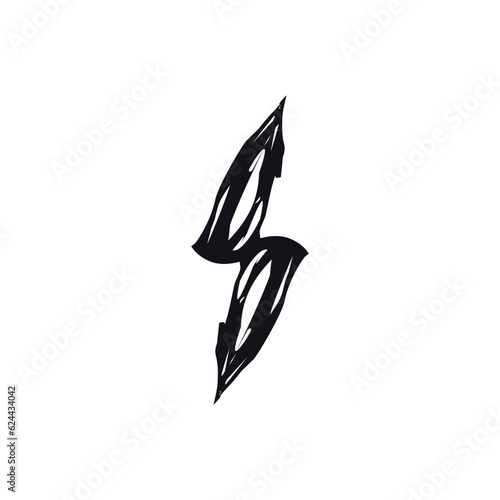 Lightning bolt logo icon sign Texture of wood bones Hand drawn ink sketch emblem Halloween tribal style Vintage abstract scary design Fashion print clothes greeting invitation card poster banner ad