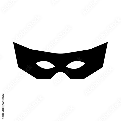 Superhero mask vector black icon. Silhouette hero cartoon character comic face. Flat black superhero costume design mask