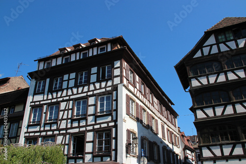 half-timbered houses at the "petite france" district in strasbourg in alsace (france)