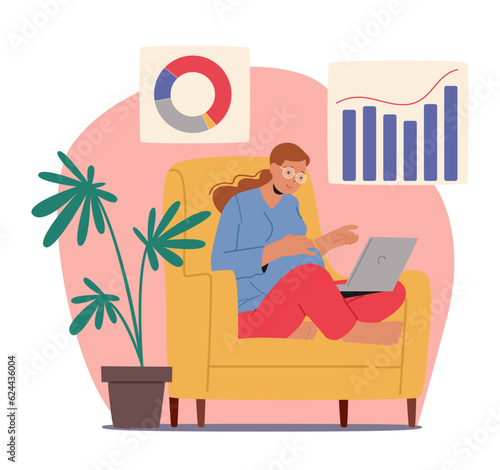 Multitasking Pregnant Businesswoman Or Freelancer Confidently Balances Work And Pregnancy, Typing Away On Her Laptop