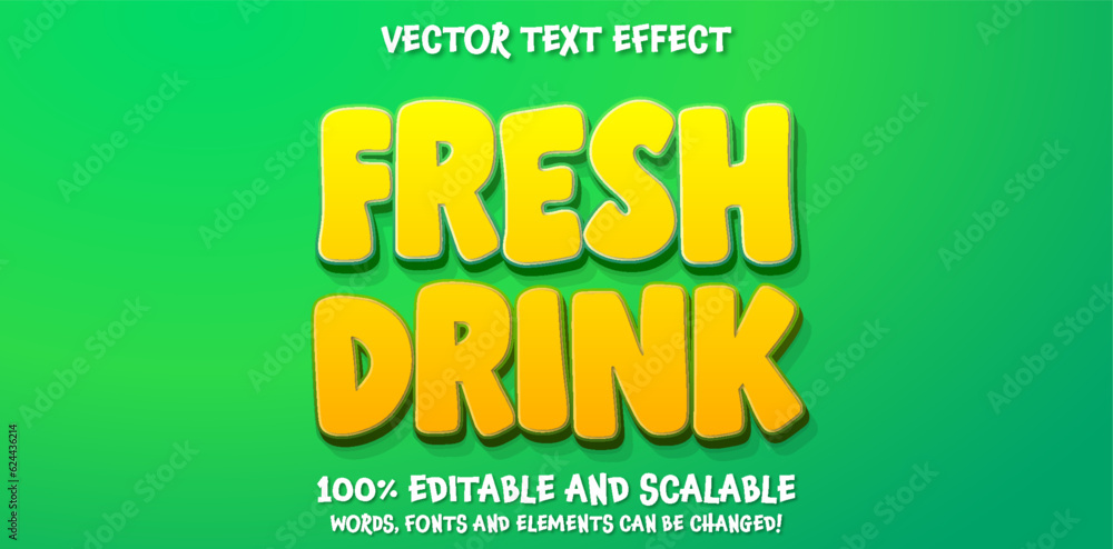 Fresh Drink cartoon 3D Editable text Effect Style