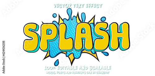editable Modern editable splash text effect in blue. Suitable for tourism promotional banner, brochure template etc.typhography logo