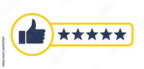 5 Star customer review quality rate satisfaction best service recommend. 5 star rate icon success vector icon.