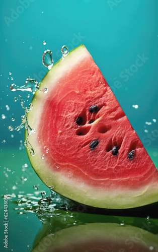 Watermelon and water in summer created with generative ai tecnology.