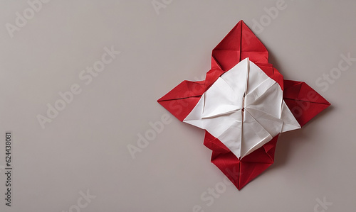 red origami paper art background