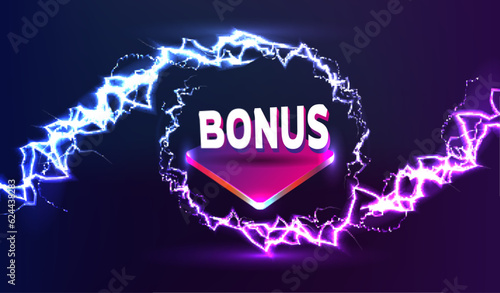 Web banner Bonus sign letters 3d isolated design elements. Vector.