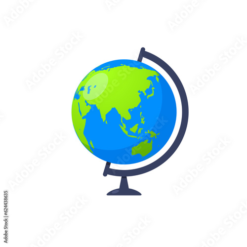 3d earth globe world vector icon. Travel globus cartoon simple illustration geography table desk globeisolated icon.
