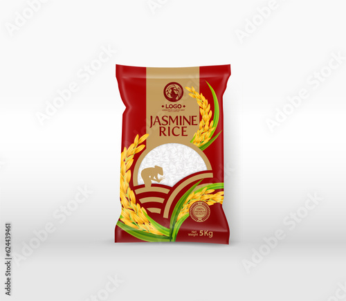 Rice Package Mockup Thailand food Products, vector illustration