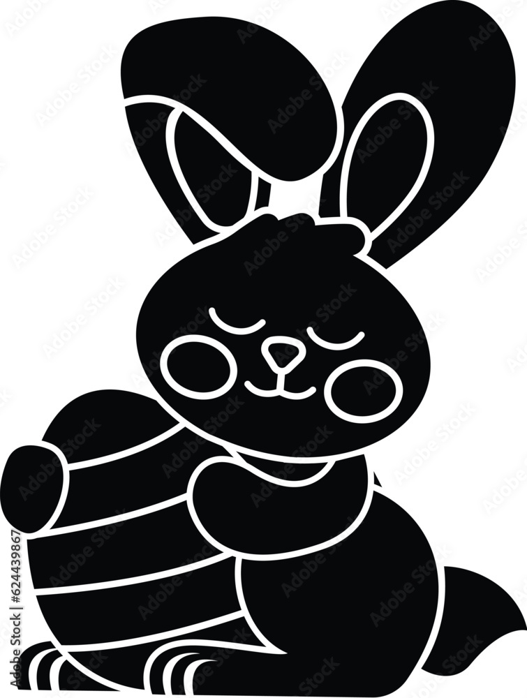 Black and White Cartoon Vector Illustration of the Easter Bunny Rabbit Holding Easter Egg Black and White Cartoon Vector Illustration of the Easter Bunny Rabbit Holding Easter Egg